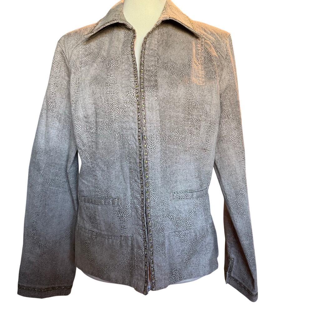 Chico's Platinum Peppie Python Jacket, Rhinestone… - image 2